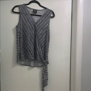 Bobeau Gray Striped Wrap Tank Top